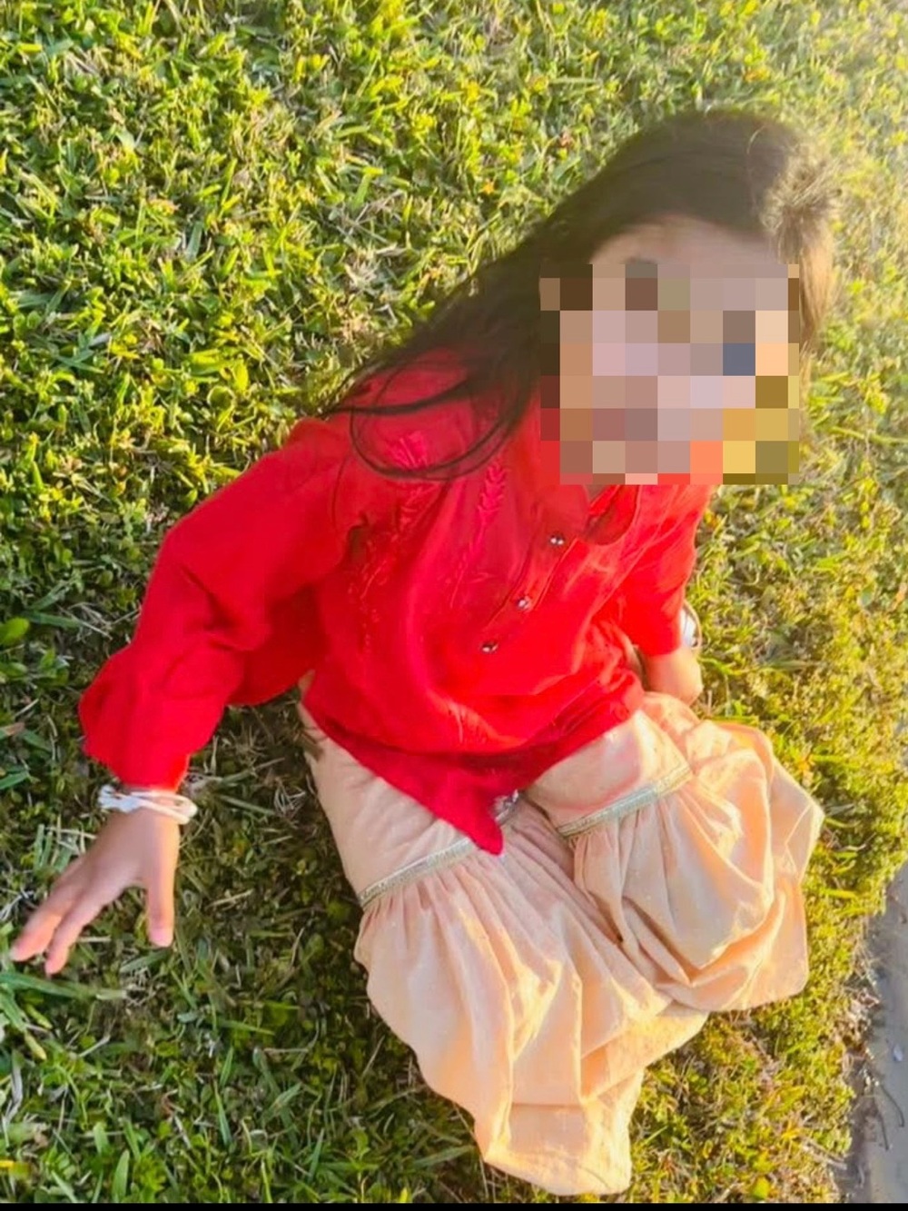 Girls Red Embroidered Kurta Top by